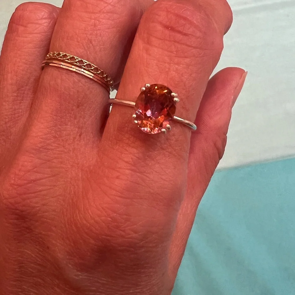 Carrie Elizabeth Sterling Silver Exotic Topaz Ring Sterling Silver Large Sz 8.5 - Picture 7 of 9